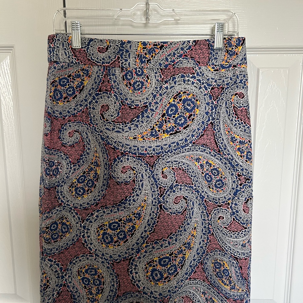 J. Crew Blue and Red Pencil Skirt Knee-Length